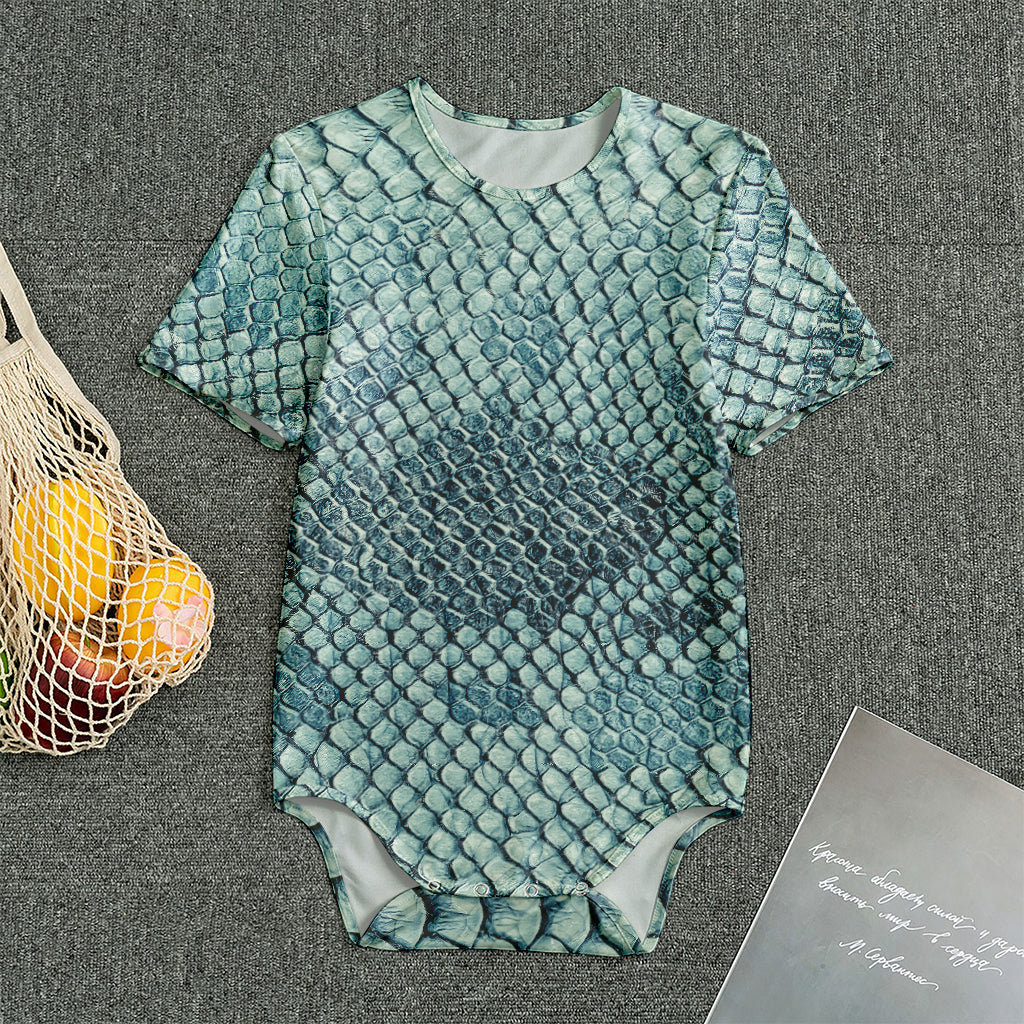 Steel Blue Snakeskin Print Men's Bodysuit