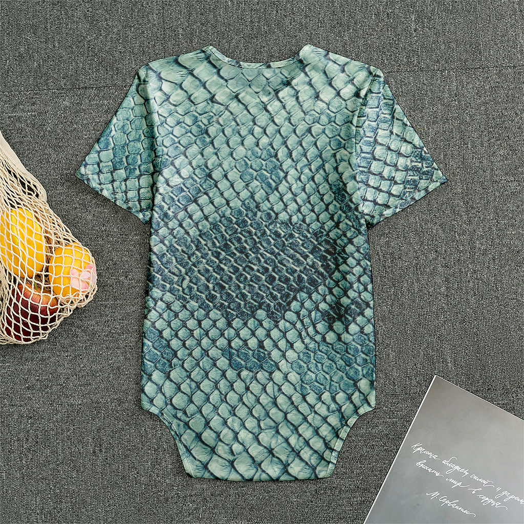 Steel Blue Snakeskin Print Men's Bodysuit