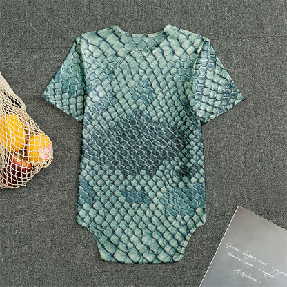 Steel Blue Snakeskin Print Men's Bodysuit