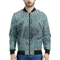 Steel Blue Snakeskin Print Men's Bomber Jacket