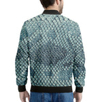 Steel Blue Snakeskin Print Men's Bomber Jacket