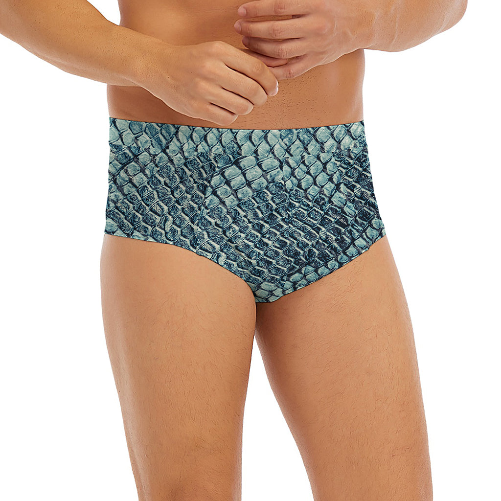 Steel Blue Snakeskin Print Men's Briefs