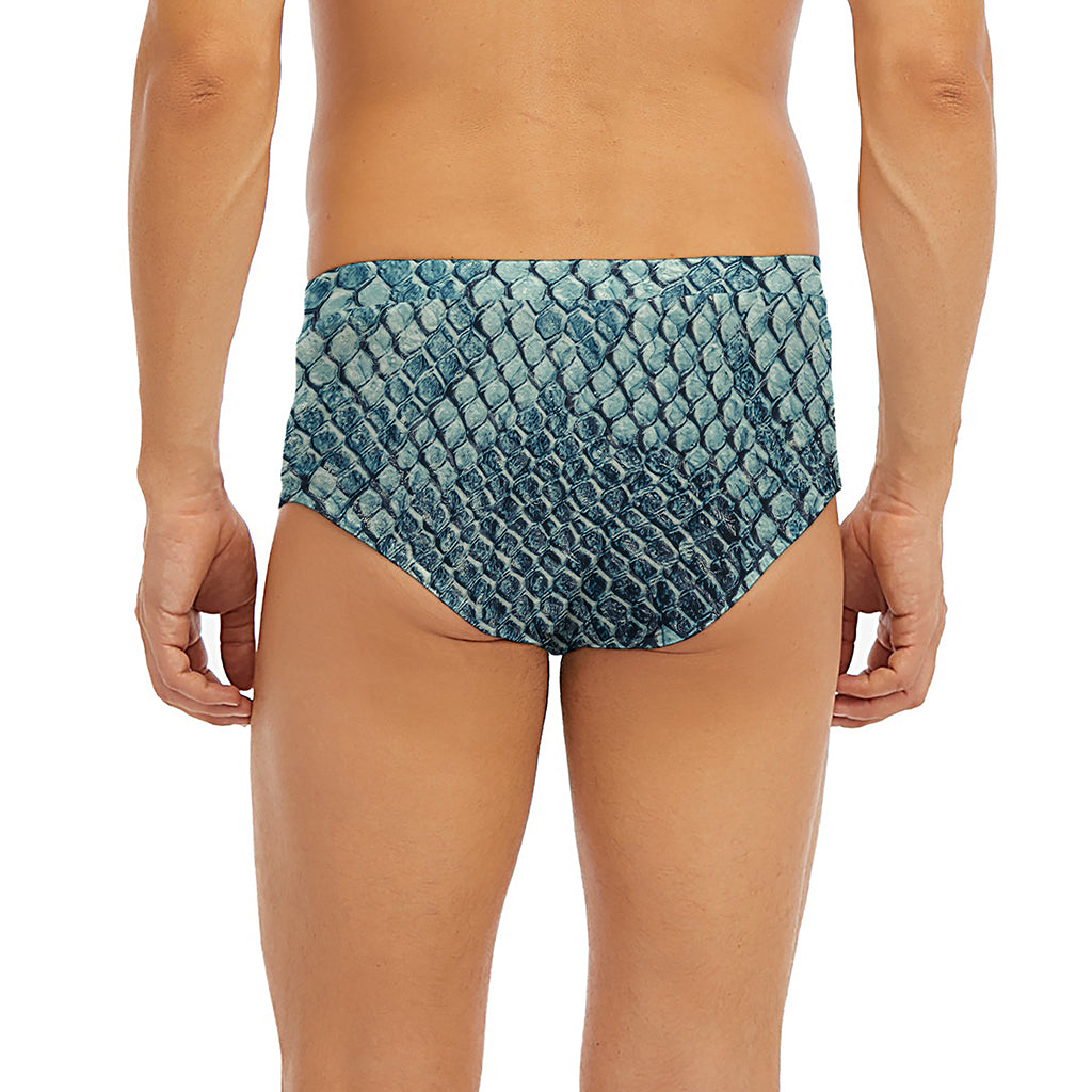 Steel Blue Snakeskin Print Men's Briefs