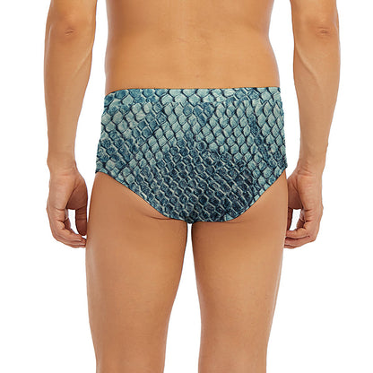 Steel Blue Snakeskin Print Men's Briefs