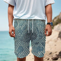 Steel Blue Snakeskin Print Men's Cargo Shorts