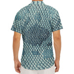 Steel Blue Snakeskin Print Men's Deep V-Neck Shirt