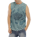 Steel Blue Snakeskin Print Men's Fitness Tank Top