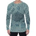 Steel Blue Snakeskin Print Men's Long Sleeve T-Shirt