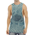 Steel Blue Snakeskin Print Men's Muscle Tank Top