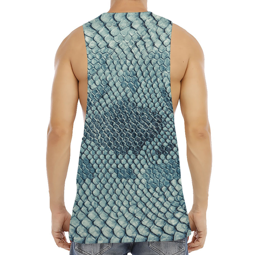 Steel Blue Snakeskin Print Men's Muscle Tank Top