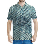 Steel Blue Snakeskin Print Men's Polo Shirt