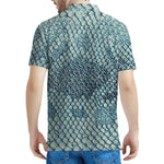 Steel Blue Snakeskin Print Men's Polo Shirt