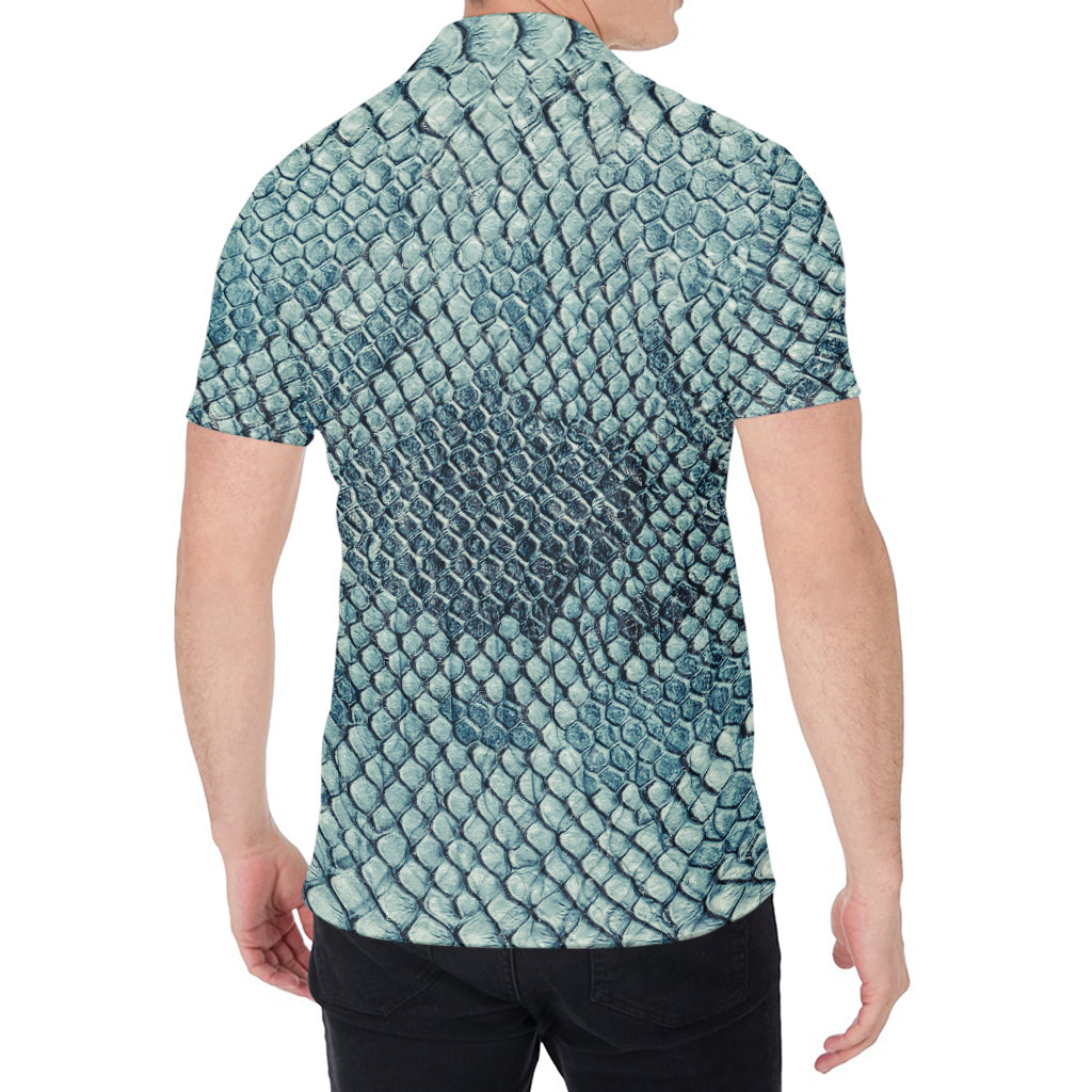 Steel Blue Snakeskin Print Men's Shirt