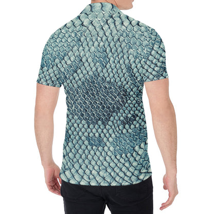 Steel Blue Snakeskin Print Men's Shirt