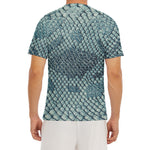 Steel Blue Snakeskin Print Men's Short Sleeve Rash Guard
