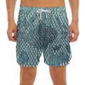 Steel Blue Snakeskin Print Men's Split Running Shorts