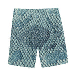 Steel Blue Snakeskin Print Men's Sports Shorts