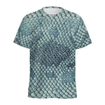 Steel Blue Snakeskin Print Men's Sports T-Shirt