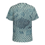 Steel Blue Snakeskin Print Men's Sports T-Shirt