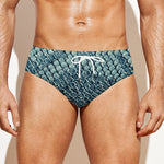 Steel Blue Snakeskin Print Men's Swim Briefs