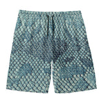 Steel Blue Snakeskin Print Men's Swim Trunks