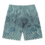 Steel Blue Snakeskin Print Men's Swim Trunks