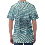 Steel Blue Snakeskin Print Men's Velvet T-Shirt