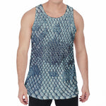 Steel Blue Snakeskin Print Men's Velvet Tank Top