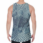 Steel Blue Snakeskin Print Men's Velvet Tank Top