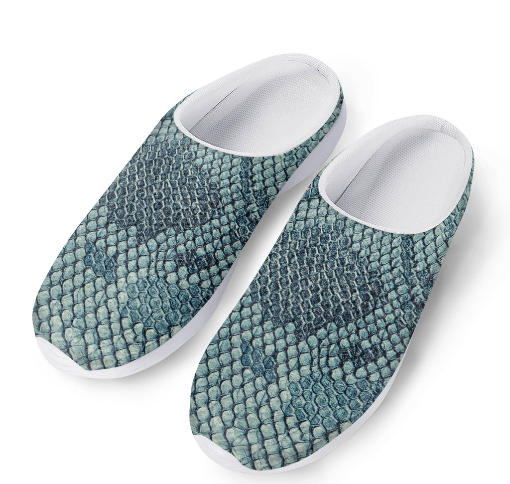 Steel Blue Snakeskin Print Mesh Casual Shoes