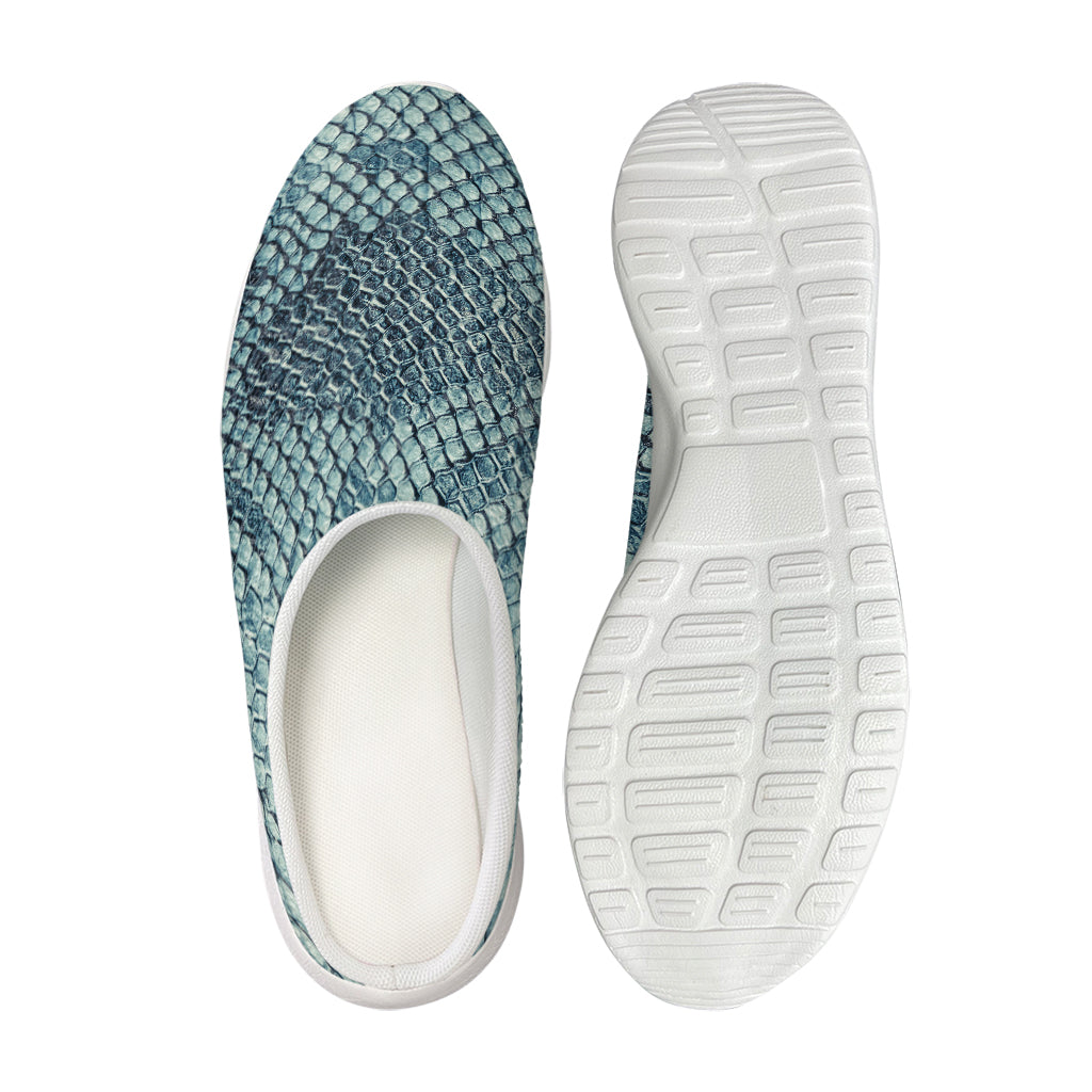 Steel Blue Snakeskin Print Mesh Casual Shoes