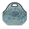 Steel Blue Snakeskin Print Neoprene Lunch Bag