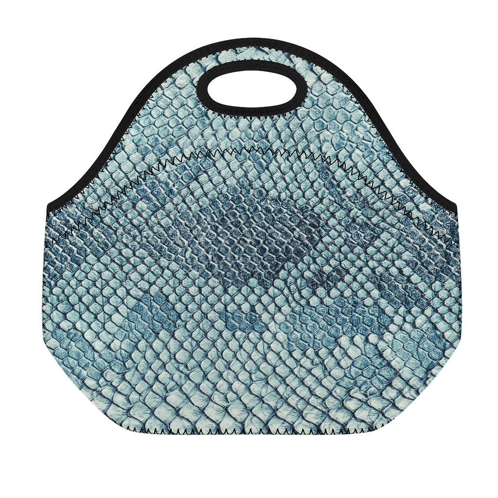 Steel Blue Snakeskin Print Neoprene Lunch Bag