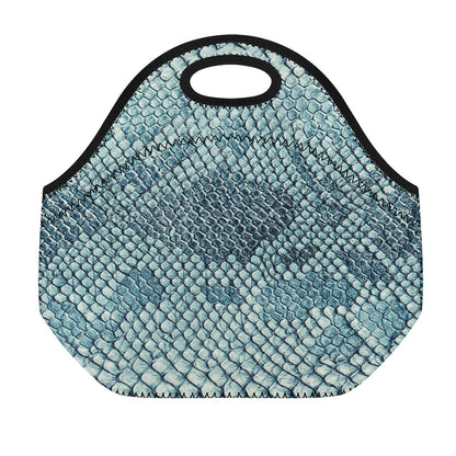 Steel Blue Snakeskin Print Neoprene Lunch Bag