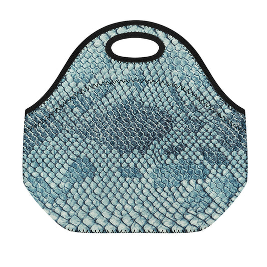 Steel Blue Snakeskin Print Neoprene Lunch Bag