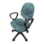 Steel Blue Snakeskin Print Office Chair Cover