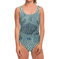 Steel Blue Snakeskin Print One Piece Swimsuit