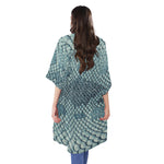 Steel Blue Snakeskin Print Open Front Beach Cover Up