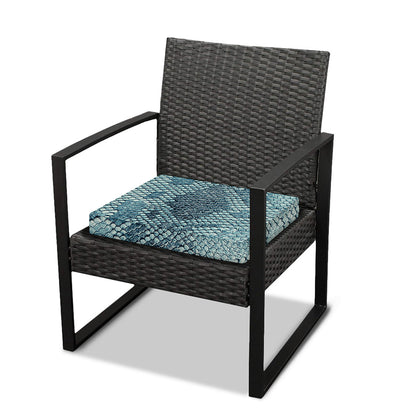 Steel Blue Snakeskin Print Outdoor Seat Cushion Cover