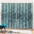 Steel Blue Snakeskin Print Pencil Pleat Curtains