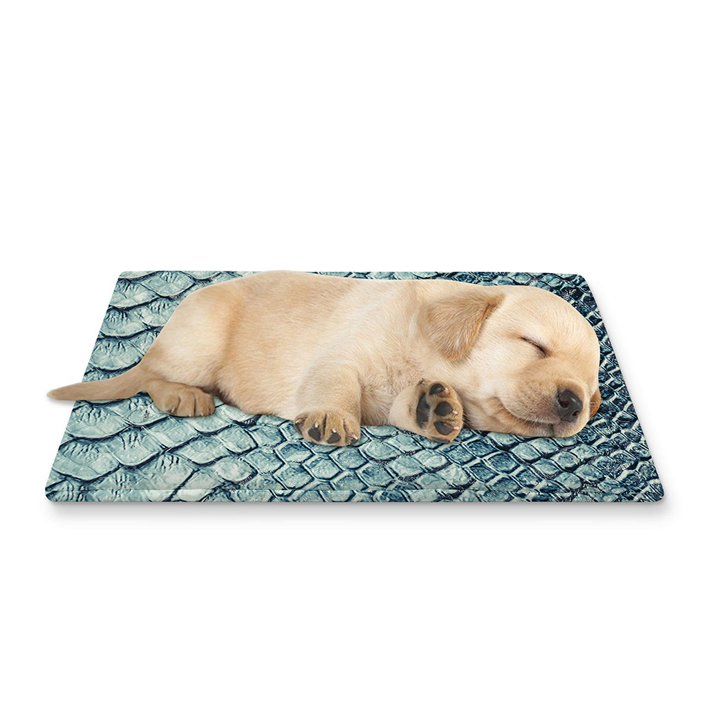 Steel Blue Snakeskin Print Pet Cooling Mat Cover