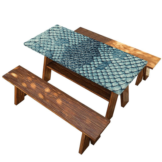 Steel Blue Snakeskin Print Picnic Table Cover