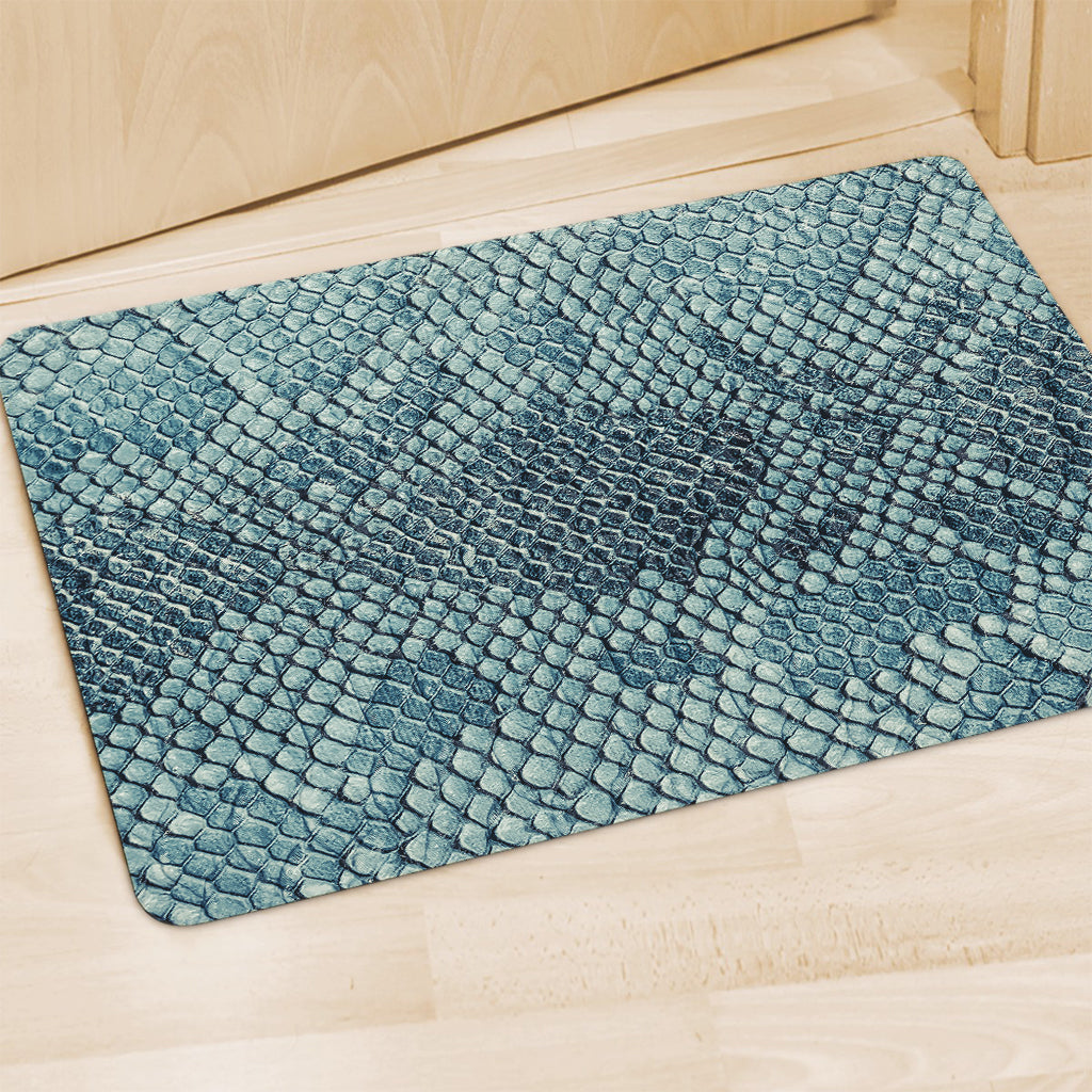 Steel Blue Snakeskin Print Polyester Doormat