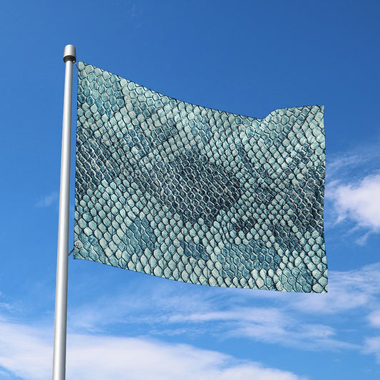 Steel Blue Snakeskin Print Polyester Flag