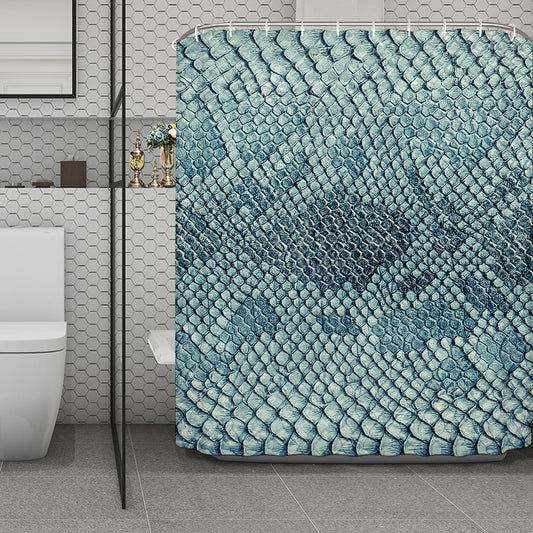 Steel Blue Snakeskin Print Polyester Shower Curtain