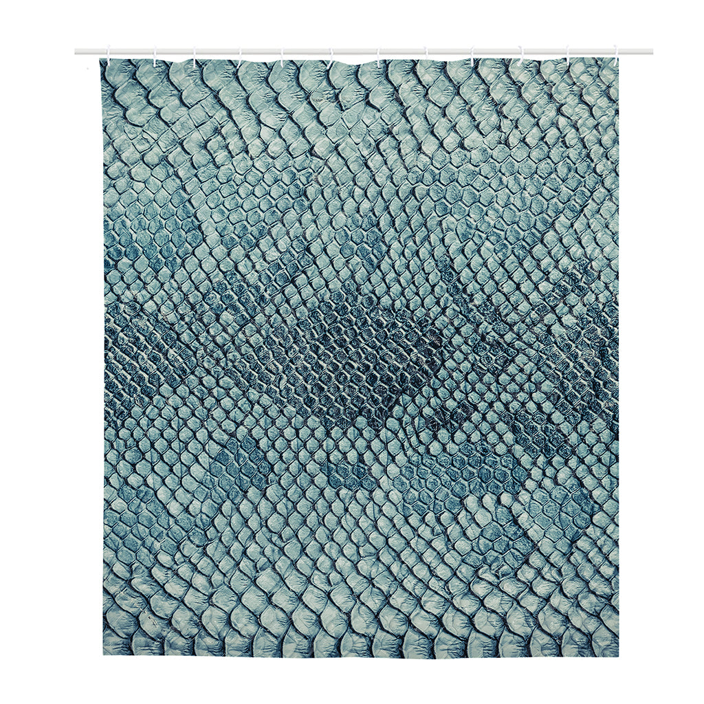 Steel Blue Snakeskin Print Polyester Shower Curtain