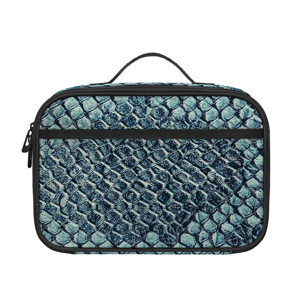Steel Blue Snakeskin Print Portable Lunch Bag