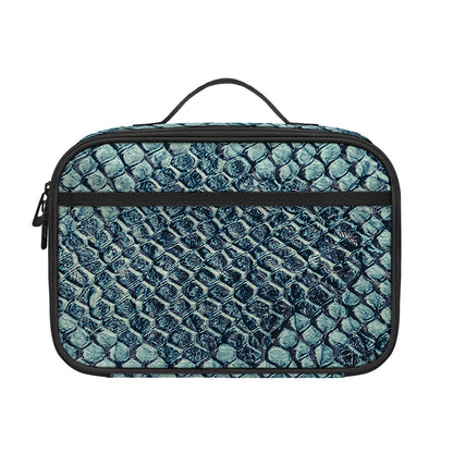 Steel Blue Snakeskin Print Portable Lunch Bag