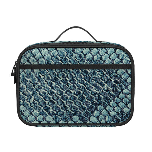 Steel Blue Snakeskin Print Portable Lunch Bag