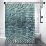 Steel Blue Snakeskin Print Premium Shower Curtain